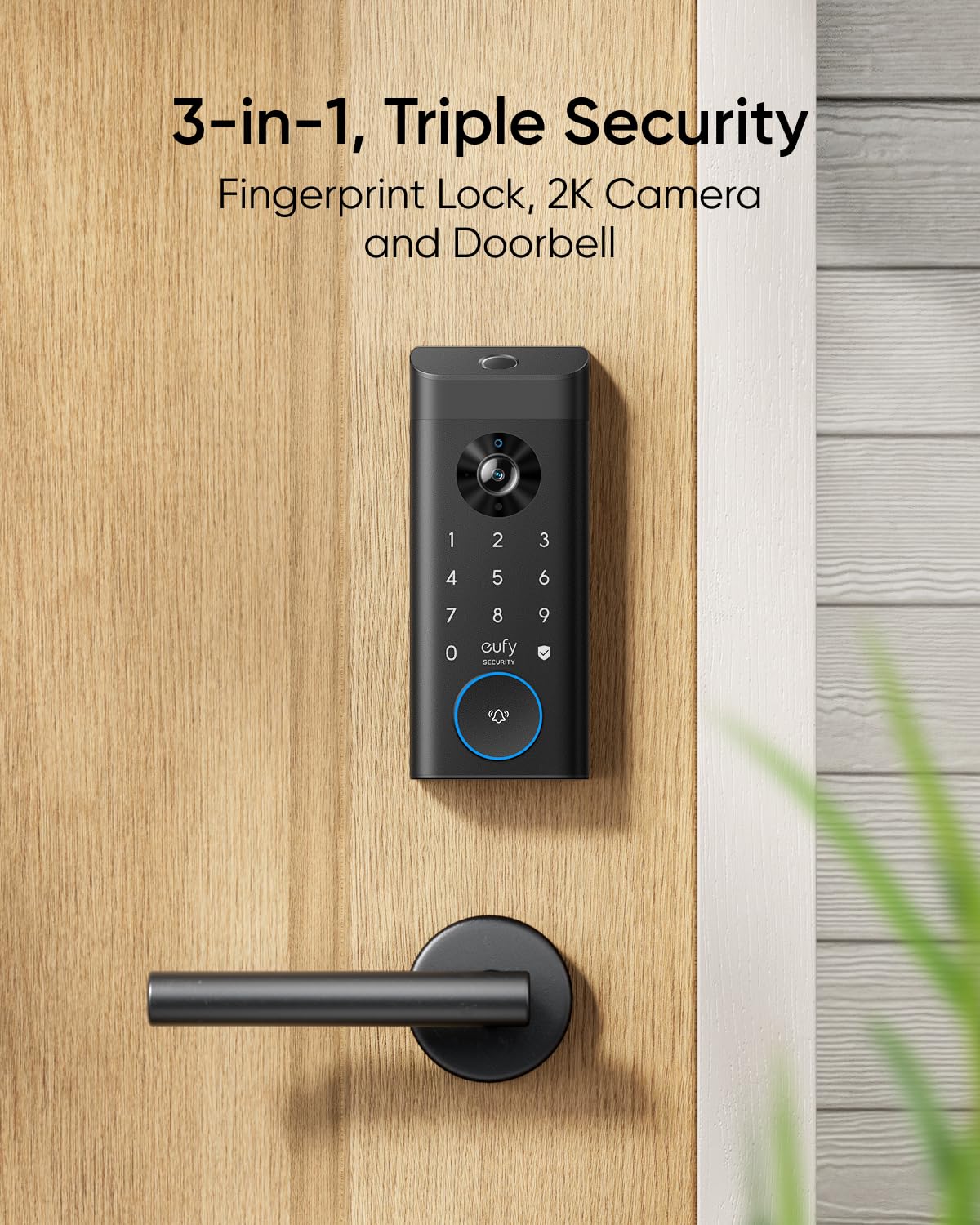 Video Smart Lock E330, 3 in 1 Camera + Doorbell + Fingerprint Keyless Entry Door Lock, Built-in Smart Deadbolt for Front Door, Auto Lock,