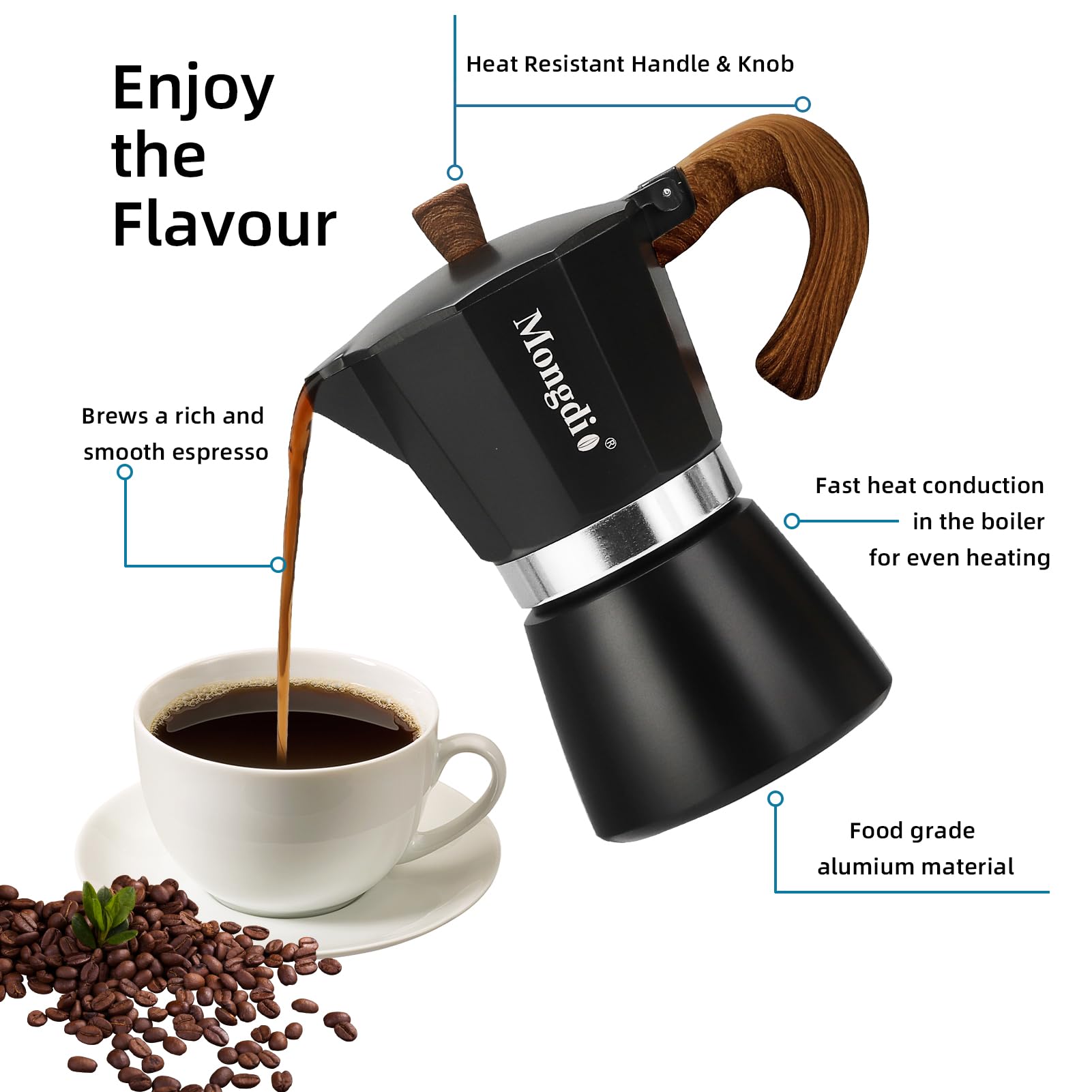 Dravelyxar Stovetop Espresso Maker Moka Pot