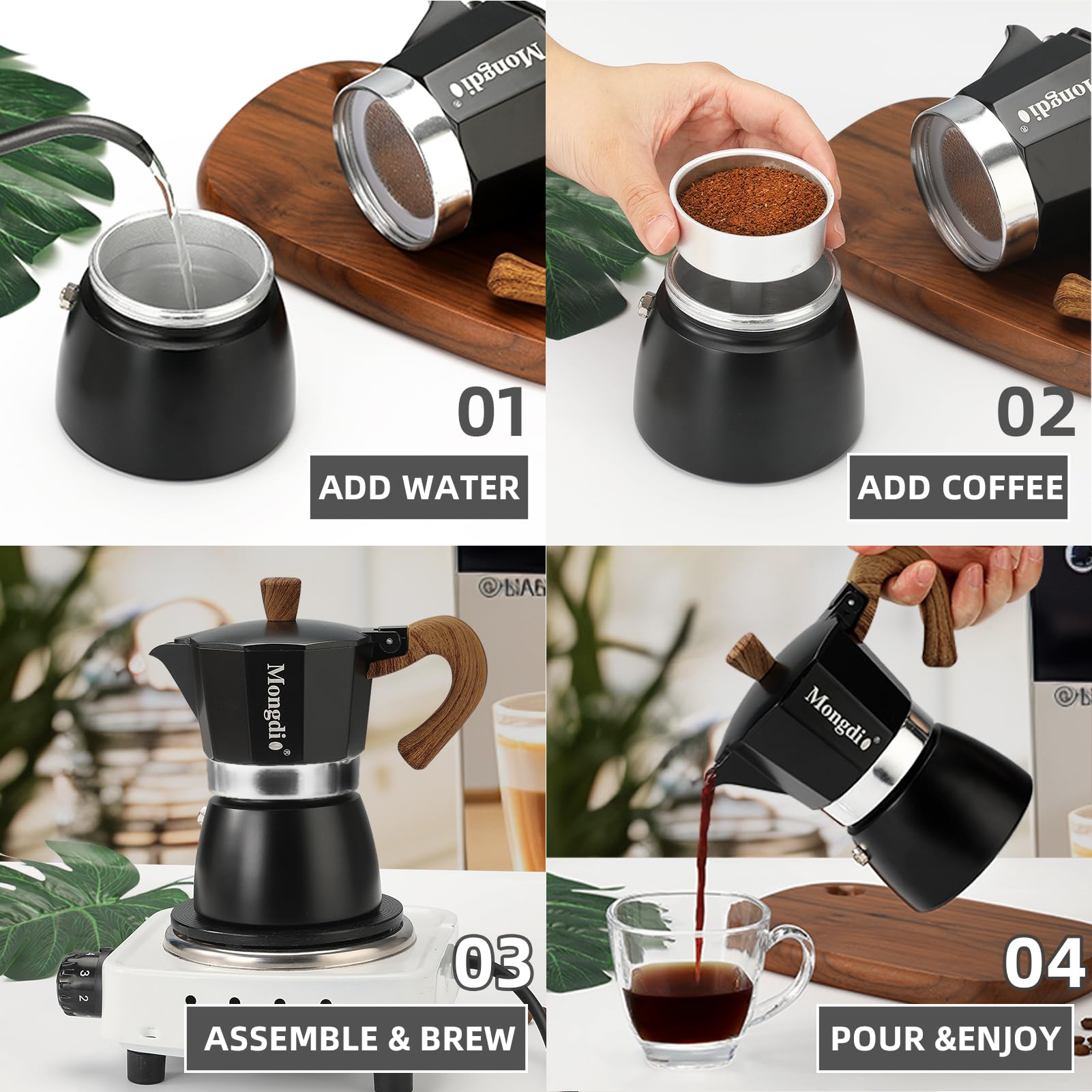 Dravelyxar Stovetop Espresso Maker Moka Pot