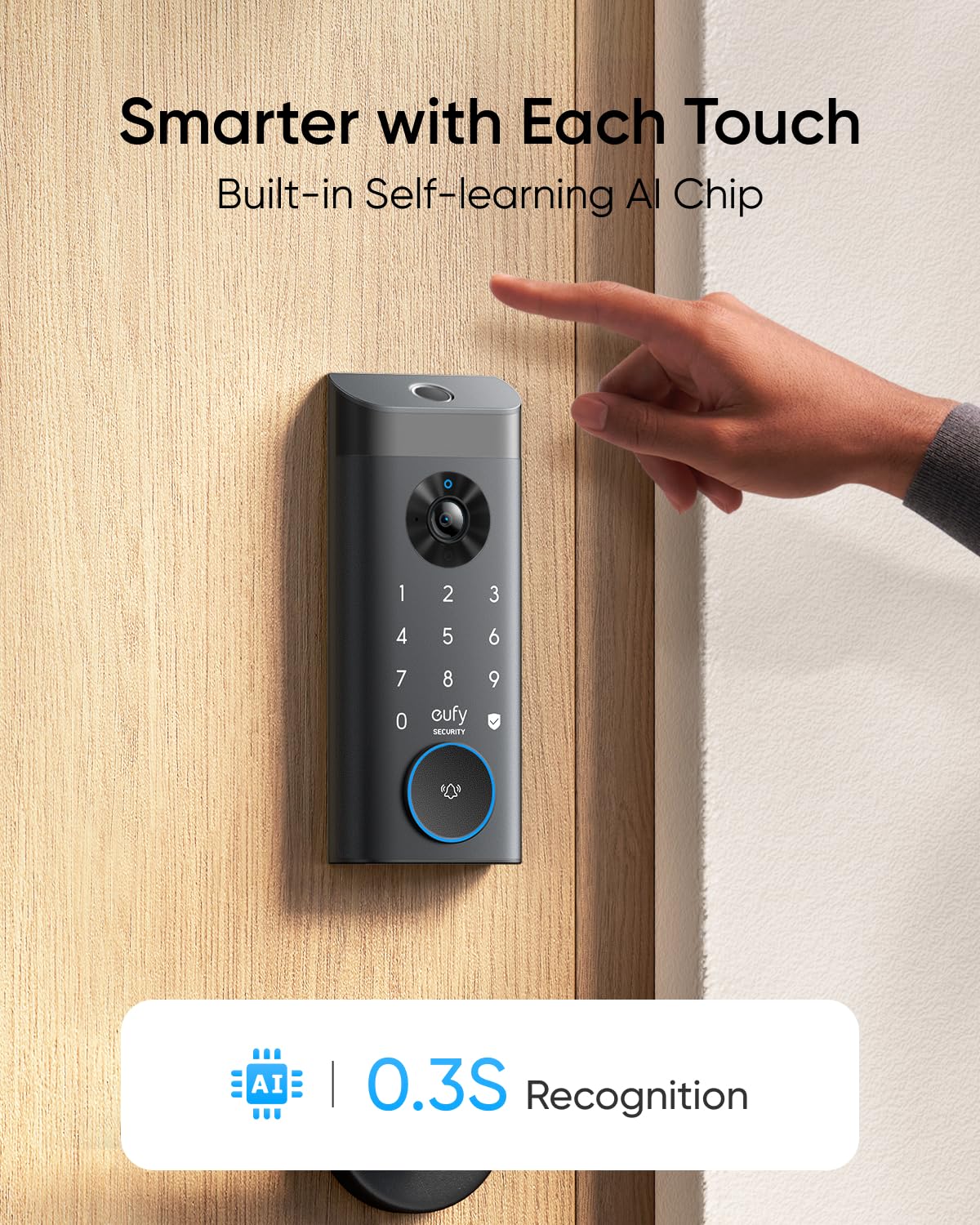 Video Smart Lock E330, 3 in 1 Camera + Doorbell + Fingerprint Keyless Entry Door Lock, Built-in Smart Deadbolt for Front Door, Auto Lock,